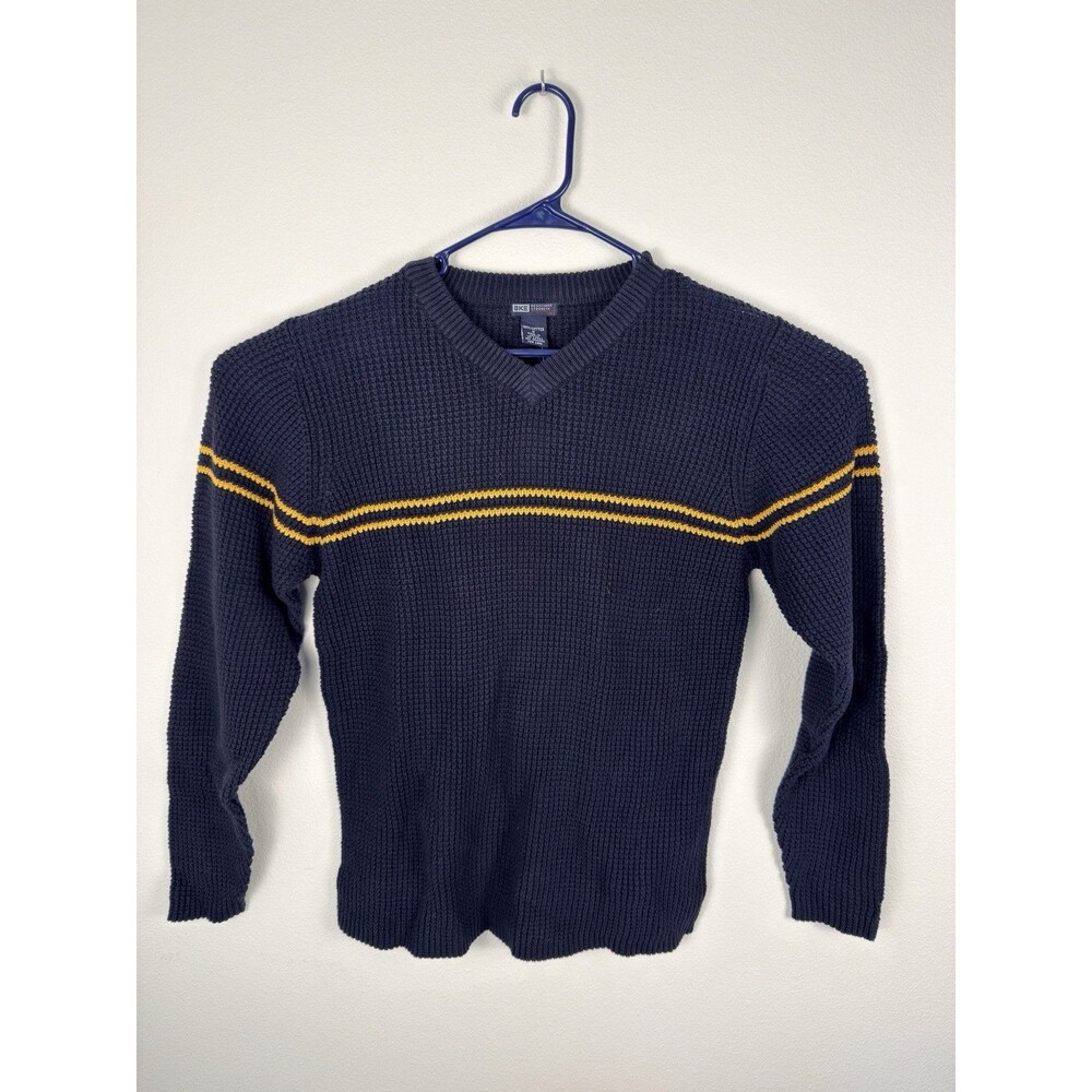 Vintage Y2K BKE Knit Sweater Small Navet Yellow Stripe Grunge Skate Indie
